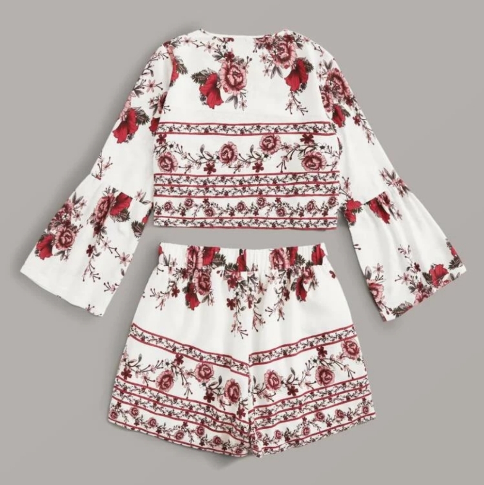Shein Two Piece Bell Sleeve Romper like Set